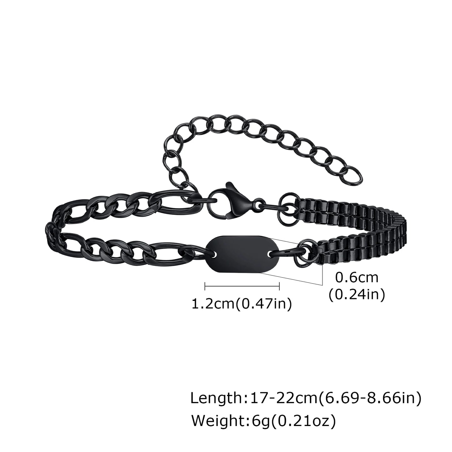 Kettenarmband in Silber und Schwarz