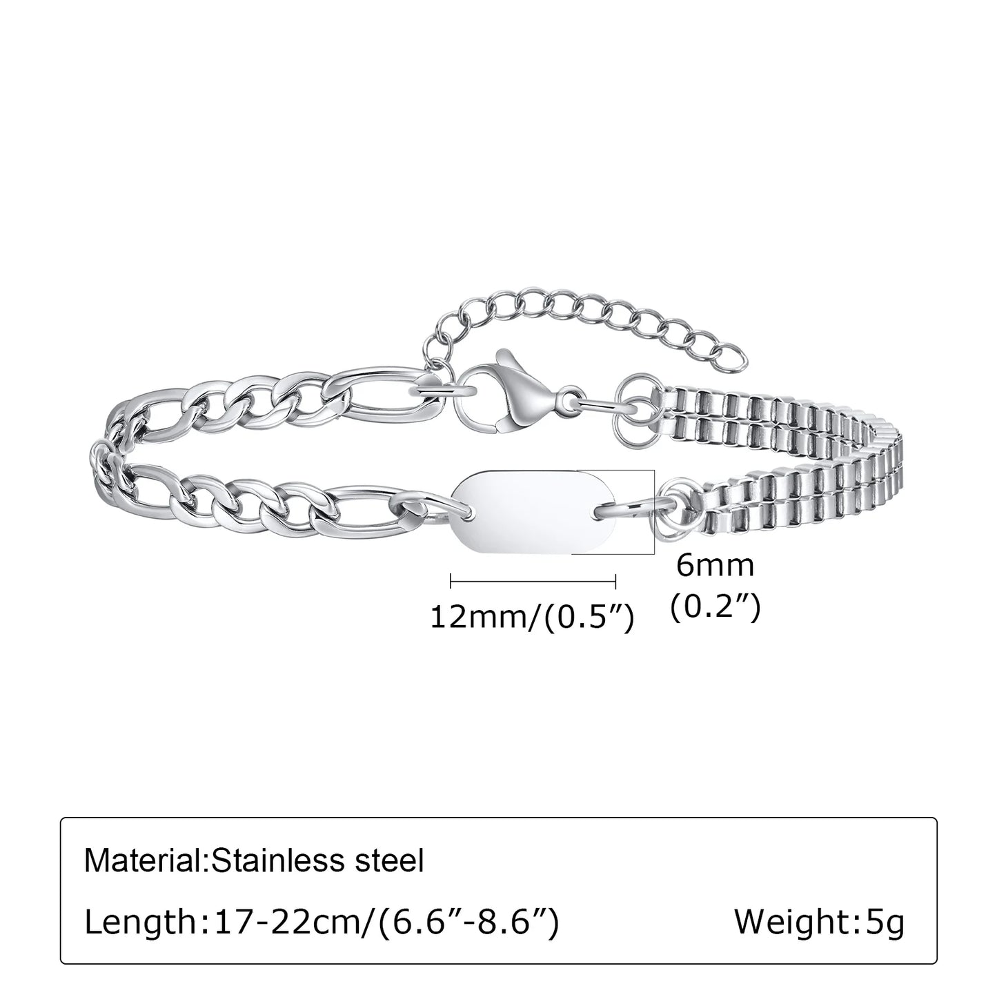 Kettenarmband in Silber und Schwarz