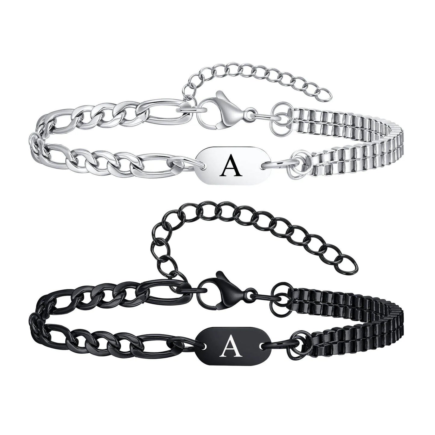 Kettenarmband in Silber und Schwarz